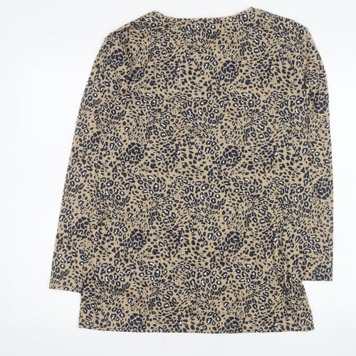 Marks and Spencer Women’s Beige Animal Print Blouse Size 10 Long Sleeve