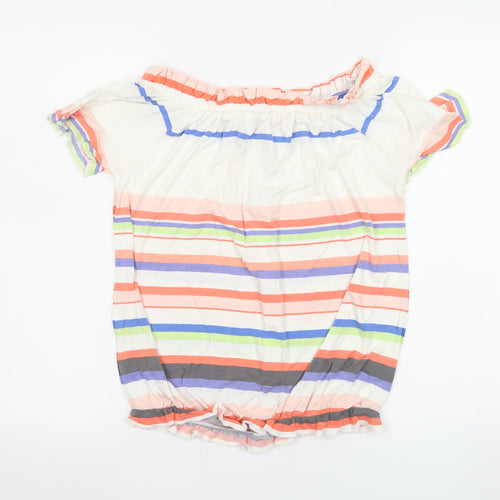 Next Women’s Multicoloured Striped Off Shoulder Tunic Blouse Size 8