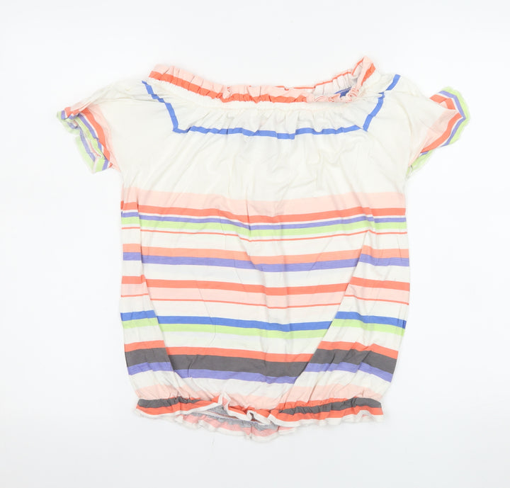 Next Women’s Multicoloured Striped Off Shoulder Tunic Blouse Size 8
