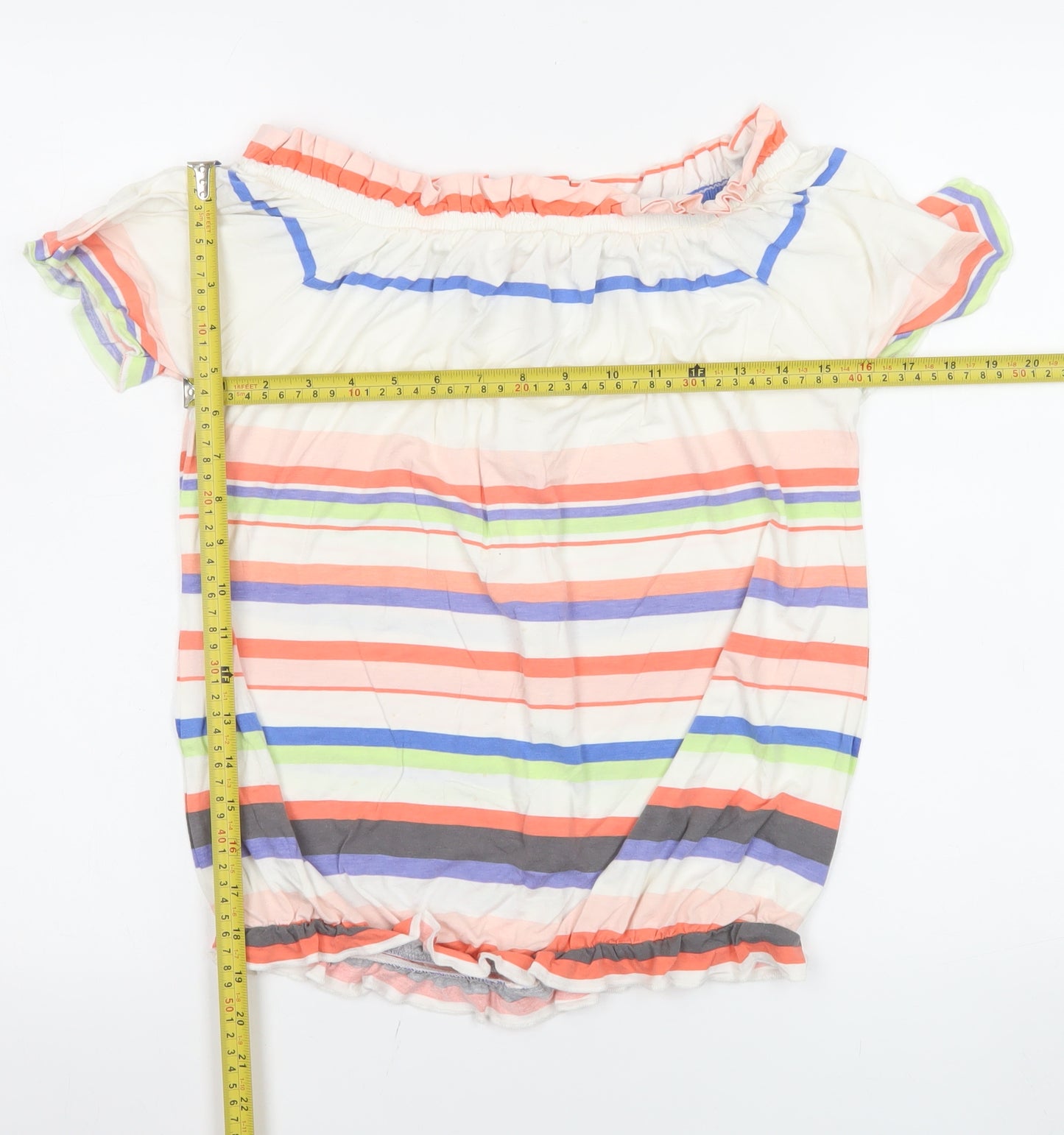 Next Women’s Multicoloured Striped Off Shoulder Tunic Blouse Size 8