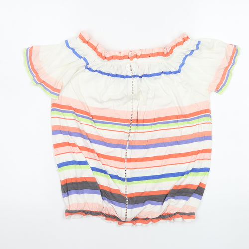 Next Women’s Multicoloured Striped Off Shoulder Tunic Blouse Size 8