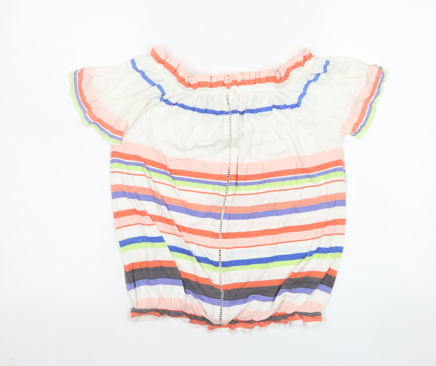 Next Women’s Multicoloured Striped Off Shoulder Tunic Blouse Size 8