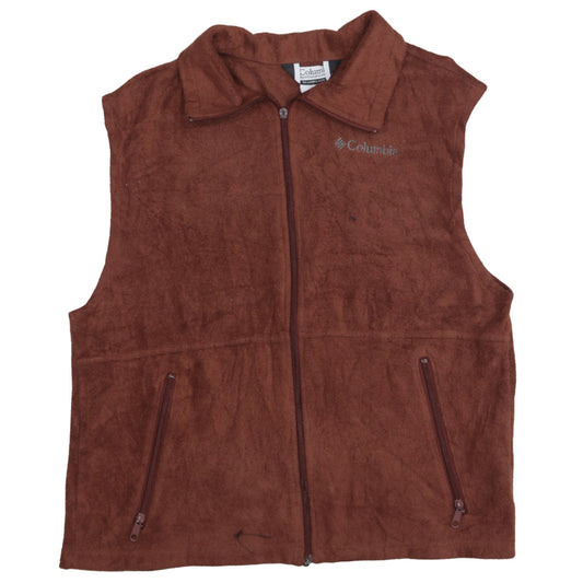 Columbia Men's Brown Fleece Waistcoat M Zip Pockets Outdoor Vest