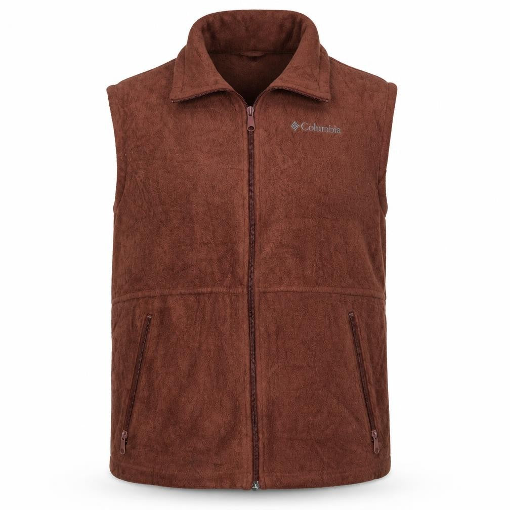 Columbia Men's Brown Fleece Waistcoat M Zip Pockets Outdoor Vest