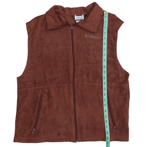 Columbia Men's Brown Fleece Waistcoat M Zip Pockets Outdoor Vest