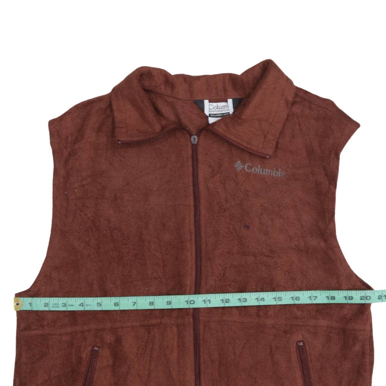 Columbia Men's Brown Fleece Waistcoat M Zip Pockets Outdoor Vest