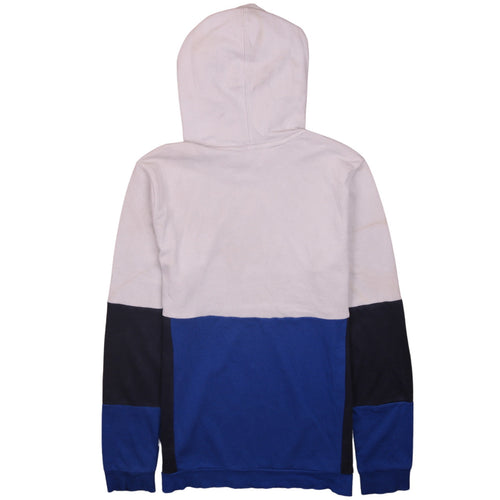 Adidas Boys Beige Blue Pullover Hoodie Logo Print Size 13-14 Years