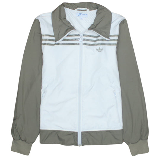 Adidas Womens White Khaki Track Jacket Size 16 Lightweight Zip Up