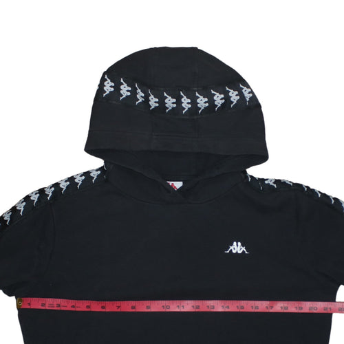 Kappa Boys Black Logo Tape Pullover Hoodie Size 14-15 Years