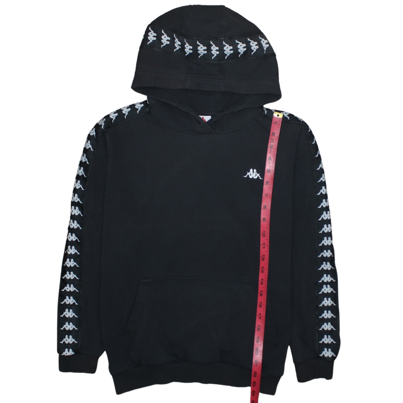 Kappa Boys Black Logo Tape Pullover Hoodie Size 14-15 Years