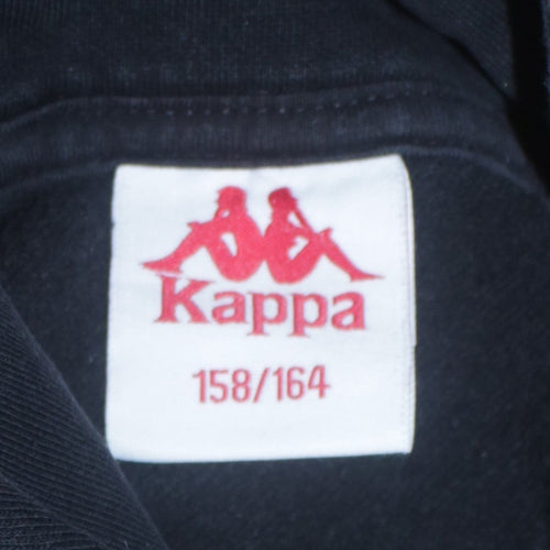 Kappa Boys Black Logo Tape Pullover Hoodie Size 14-15 Years