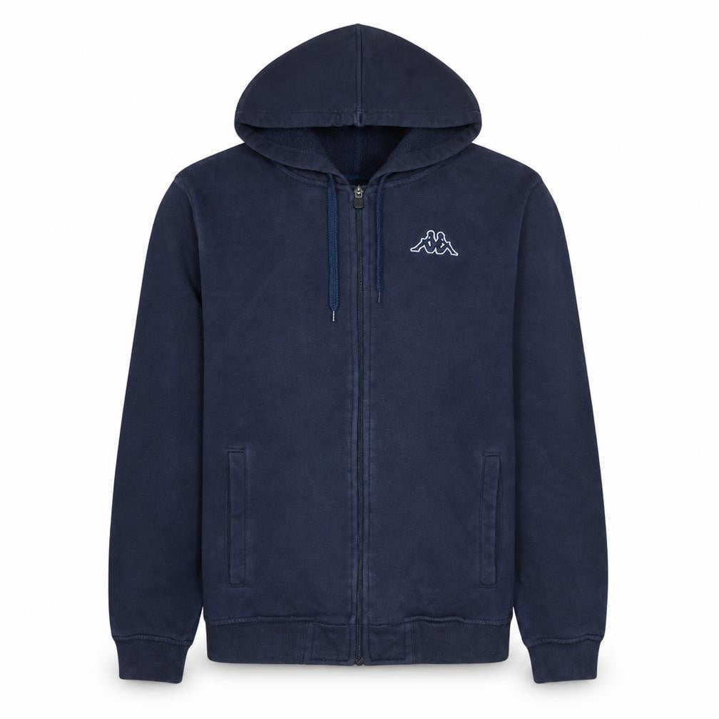 Front view of Kappa Men's Blue Full Zip Hoodie Small Regular Fit Fleece