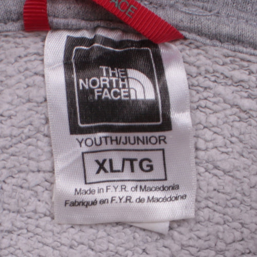 The North Face Boys Grey XL Pullover Hoodie with Logo Print