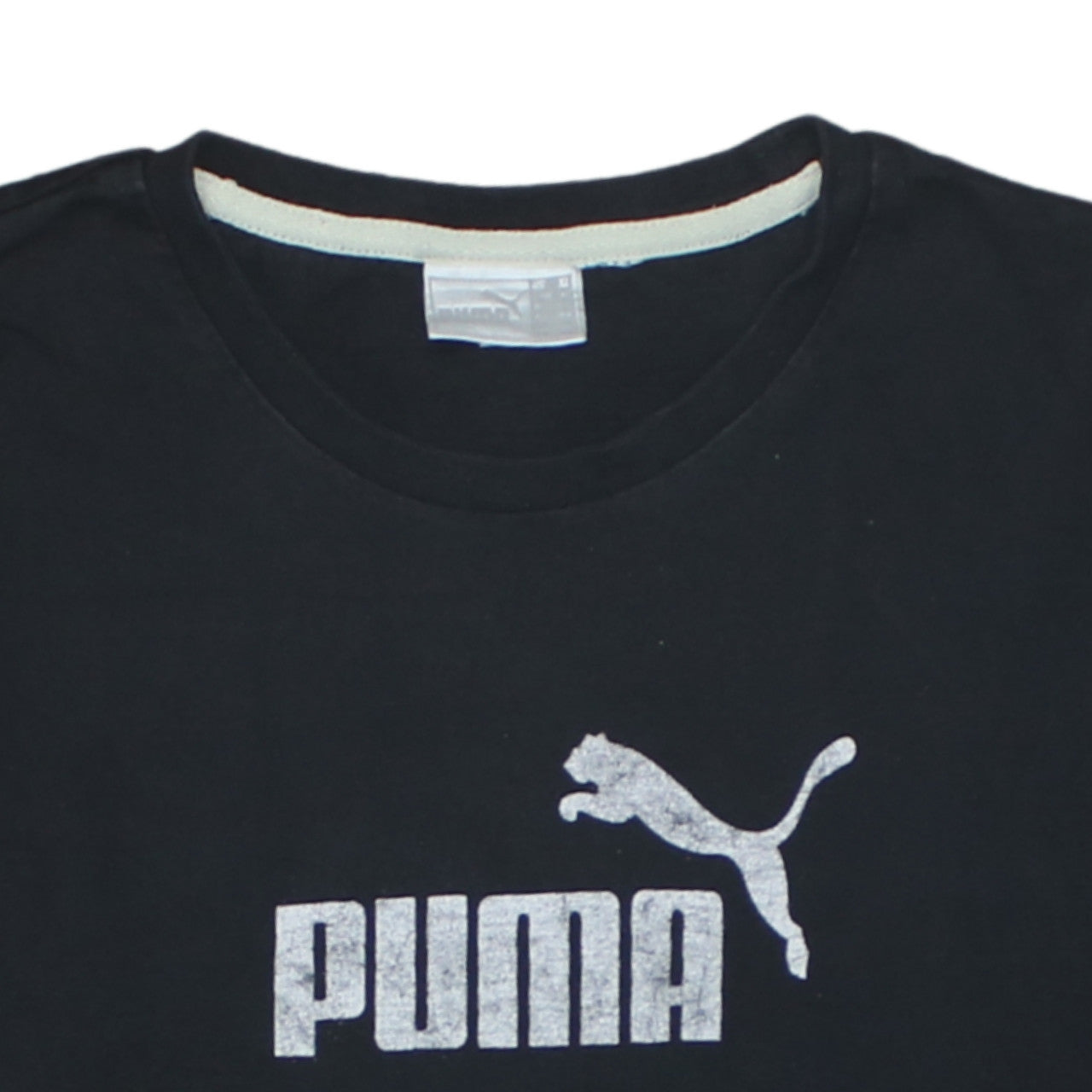 Puma Boys Black Long Sleeve Crew Neck Sports Logo Cotton T-Shirt XS