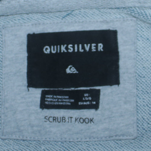 Quiksilver Mens Blue Full Zip Hoodie Sweatshirt Size L Surf Logo Cotton
