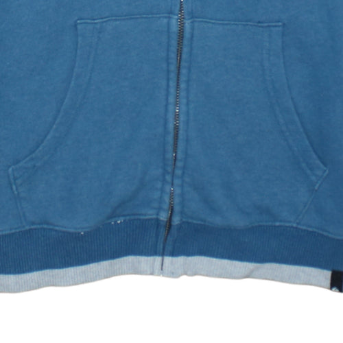 Quiksilver Mens Blue Full Zip Hoodie Sweatshirt Size L Surf Logo Cotton
