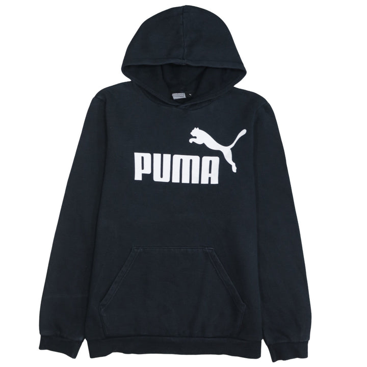 Puma Boys Black Pullover Hoodie 15-16 Years Logo Print Cotton Blend
