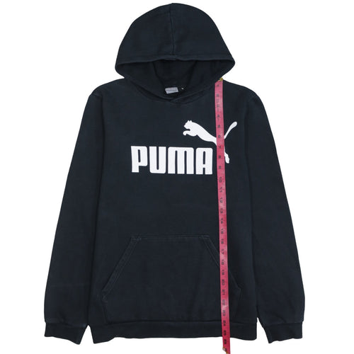 Puma Boys Black Pullover Hoodie 15-16 Years Logo Print Cotton Blend