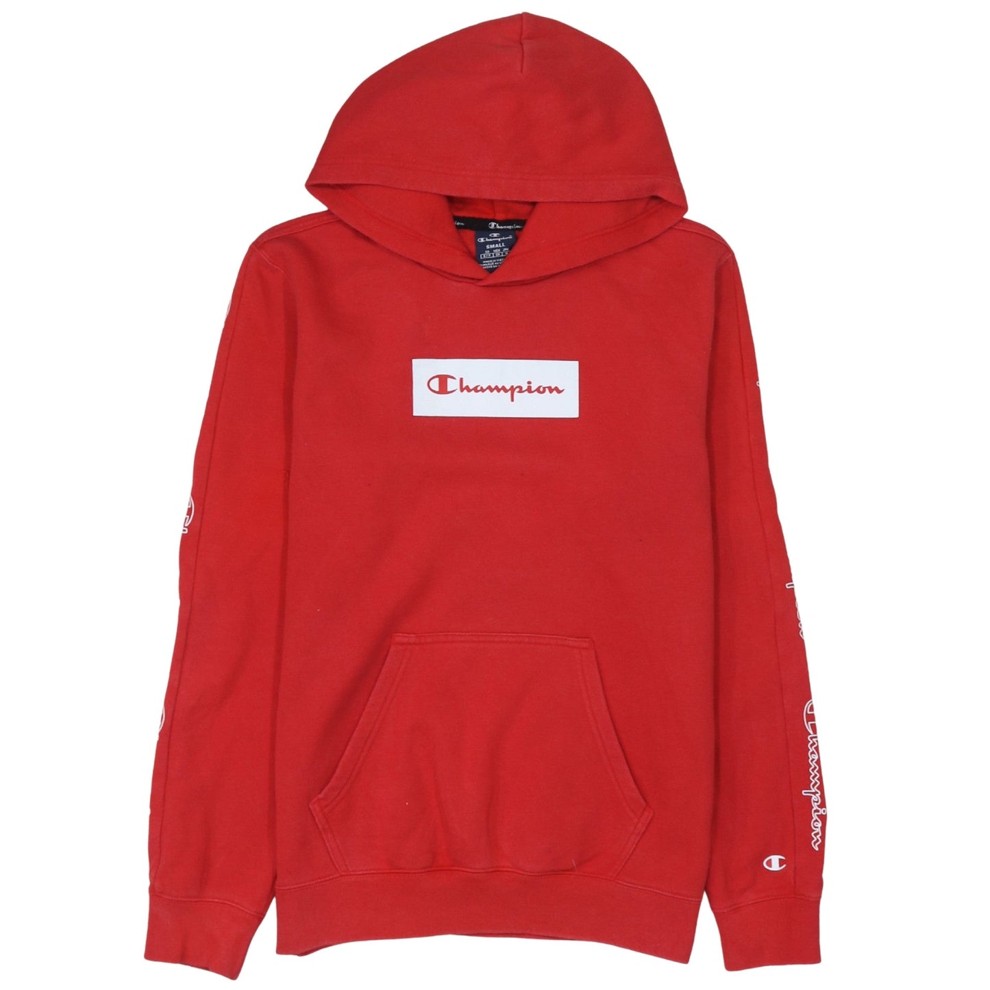 Champion Men's Red Pullover Hoodie Small Logo Fleece Sweatshirt