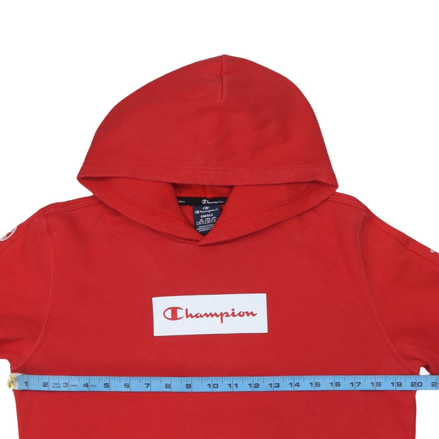 Champion Men's Red Pullover Hoodie Small Logo Fleece Sweatshirt