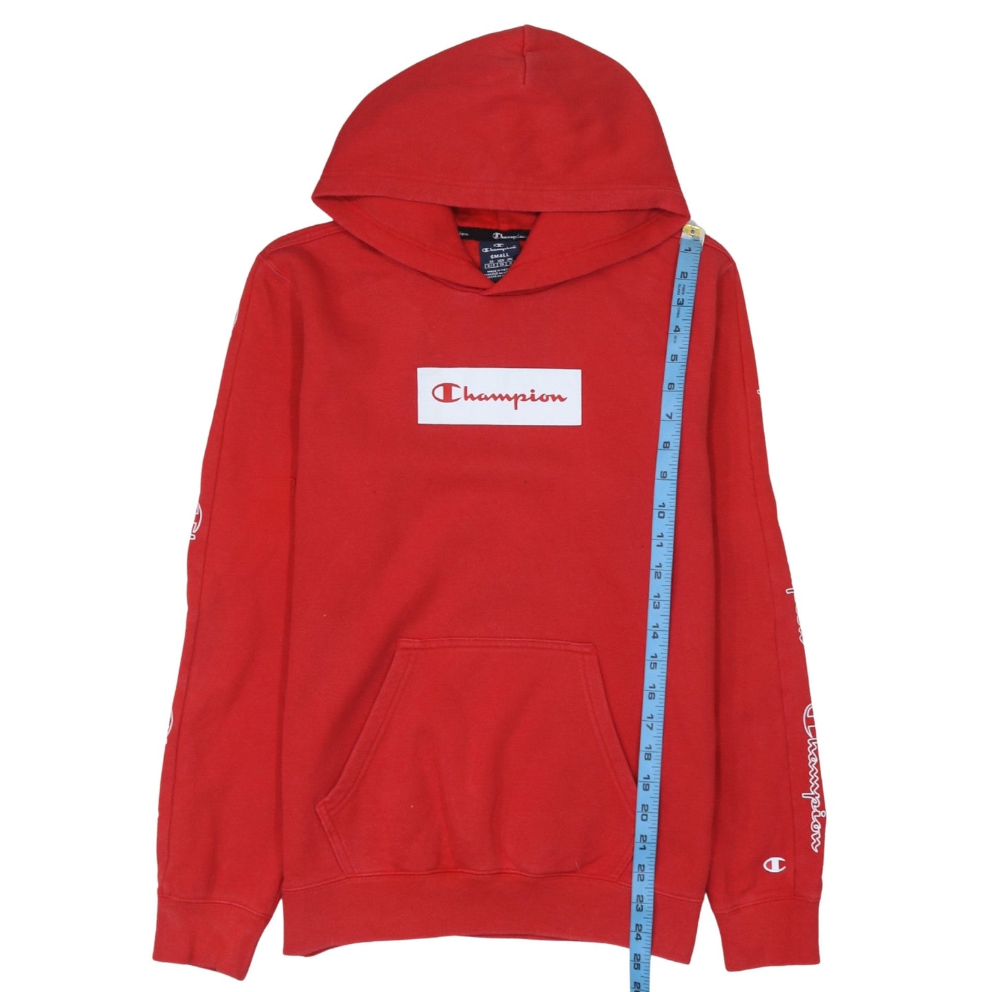 Champion Men's Red Pullover Hoodie Small Logo Fleece Sweatshirt