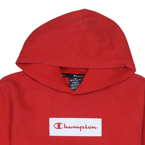 Champion Men's Red Pullover Hoodie Small Logo Fleece Sweatshirt