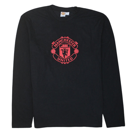 Manchester United Men's Black Long Sleeve XL Cotton T-Shirt