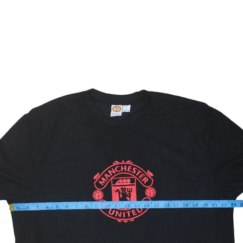 Manchester United Men's Black Long Sleeve XL Cotton T-Shirt