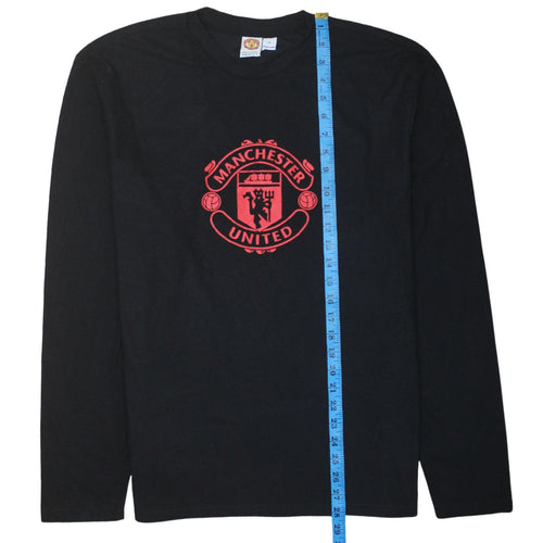 Manchester United Men's Black Long Sleeve XL Cotton T-Shirt