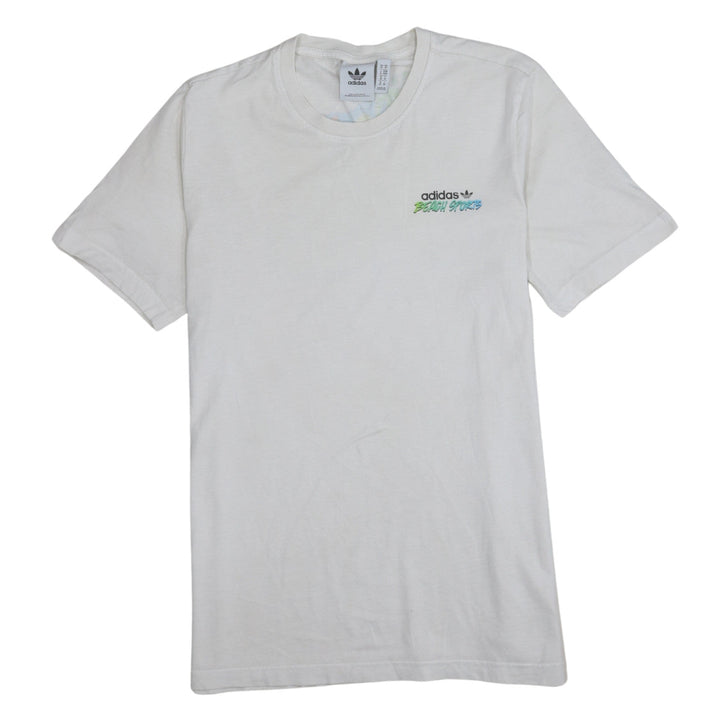 Adidas Men's White Beach Sports Graphic Print Cotton T-Shirt M