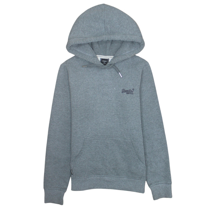 Superdry Women Grey Hoodie Pullover UK 10 Hooded Logo Casual