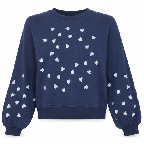 Oasis Womens Navy Blue Heart Print Pullover Sweatshirt XS