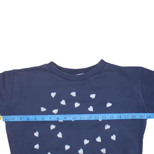 Oasis Womens Navy Blue Heart Print Pullover Sweatshirt XS