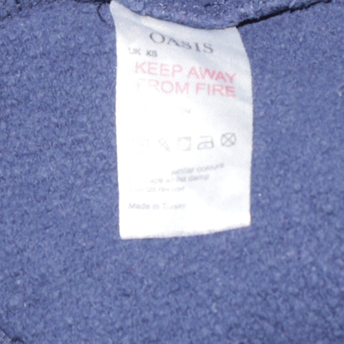 Oasis Womens Navy Blue Heart Print Pullover Sweatshirt XS