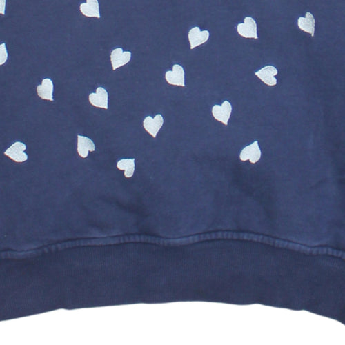 Oasis Womens Navy Blue Heart Print Pullover Sweatshirt XS