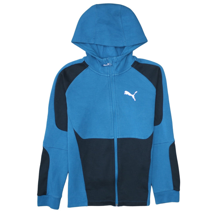Puma Boys Blue Full Zip Hoodie 164 Graphic Print Cotton Blend