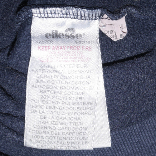 Ellesse Men's Blue Pullover Hoodie M Embroidered Logo Fleece