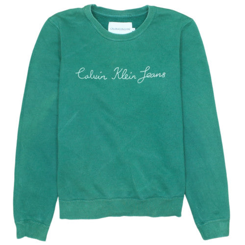 Calvin Klein Jeans Women's Green Cotton Crew Neck Sweatshirt Size S