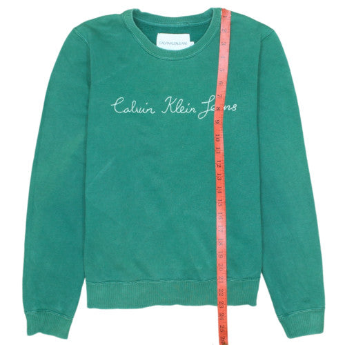Calvin Klein Jeans Women's Green Cotton Crew Neck Sweatshirt Size S