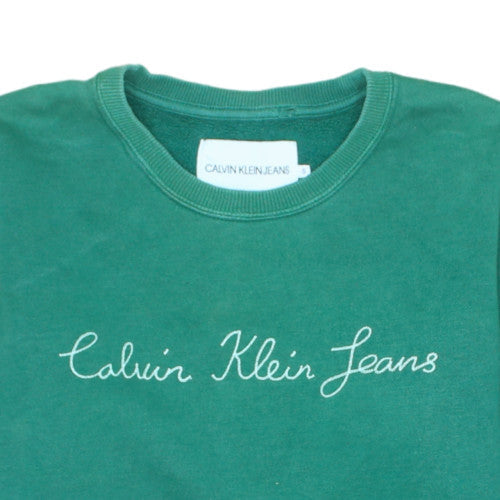 Calvin Klein Jeans Women's Green Cotton Crew Neck Sweatshirt Size S