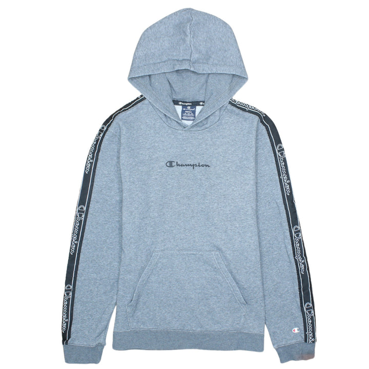Champion Men's Grey Small Pullover Logo Hoodie - Regular Fit