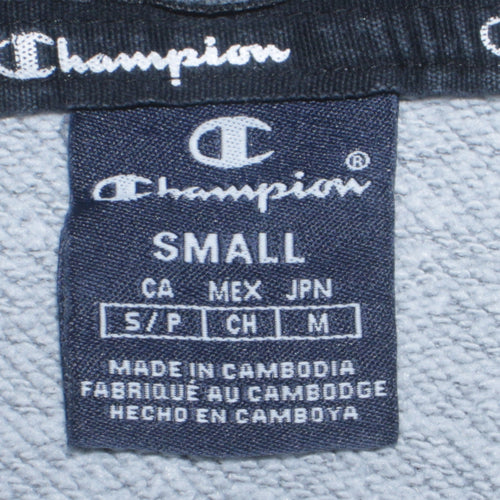 Champion Men's Grey Small Pullover Logo Hoodie - Regular Fit