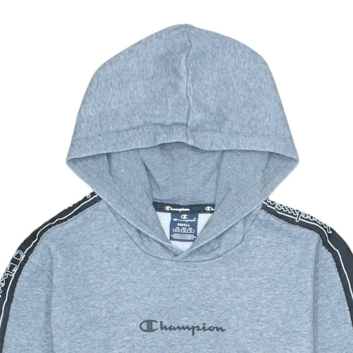 Champion Men's Grey Small Pullover Logo Hoodie - Regular Fit