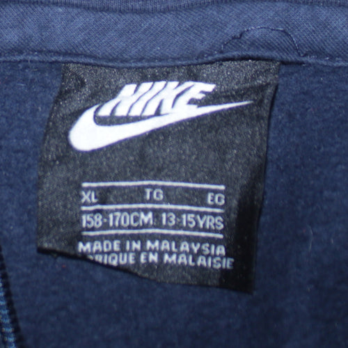 Nike Boys Navy Blue Full Zip Hoodie XL 13-15 Years Cotton Blend
