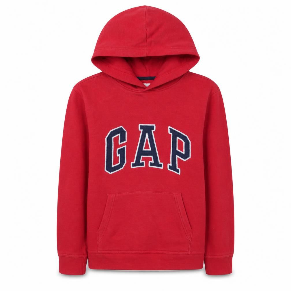 GAP Kids Boys Red Pullover Hoodie Size 14-16 Classic Logo Cotton Blend