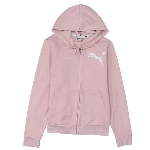 Puma Womens Pink Full Zip Hoodie XL - Soft Fleece Lined Sweatshirt