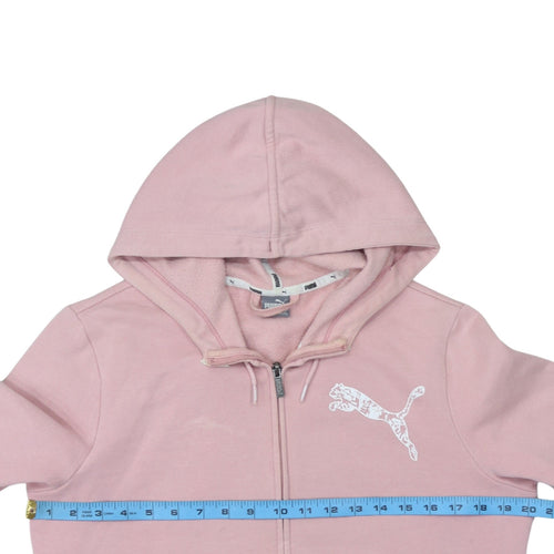 Puma Womens Pink Full Zip Hoodie XL - Soft Fleece Lined Sweatshirt