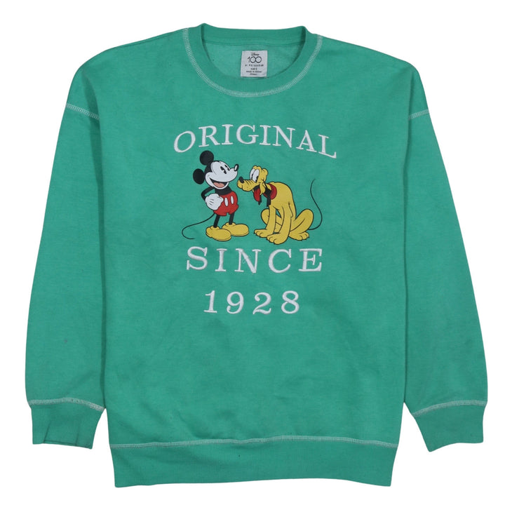 Disney x Primark Women Green Mickey & Pluto Sweatshirt Size S 10/12