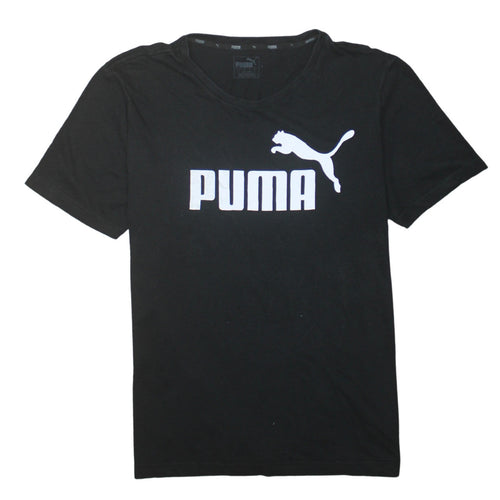 Puma Men Black Medium Graphic Logo Short Sleeve T-Shirt