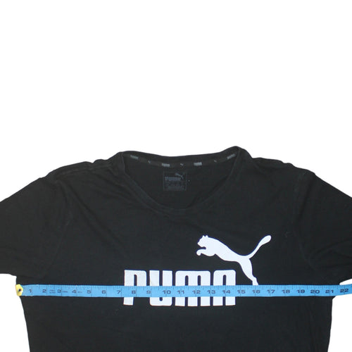 Puma Men Black Medium Graphic Logo Short Sleeve T-Shirt